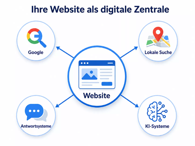 Sichtbarkeit einer Website bei Google, lokaler Suche und modernen KI-Systemen.