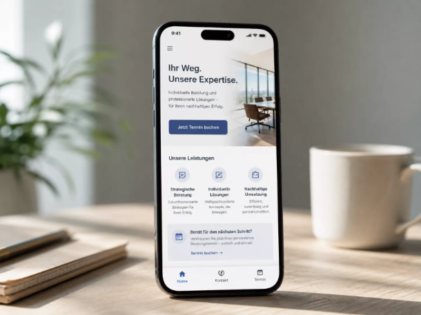 Progressive Web App für KMU auf einem Smartphone