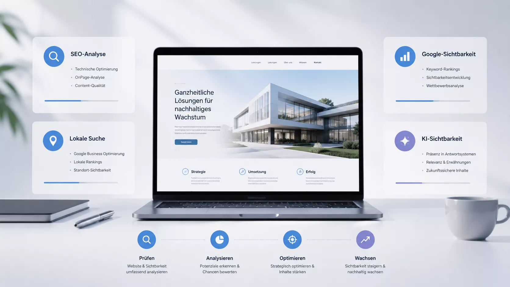 Website- und Sichtbarkeitsanalyse für SEO, GEO, lokale Suche und Kundengewinnung.