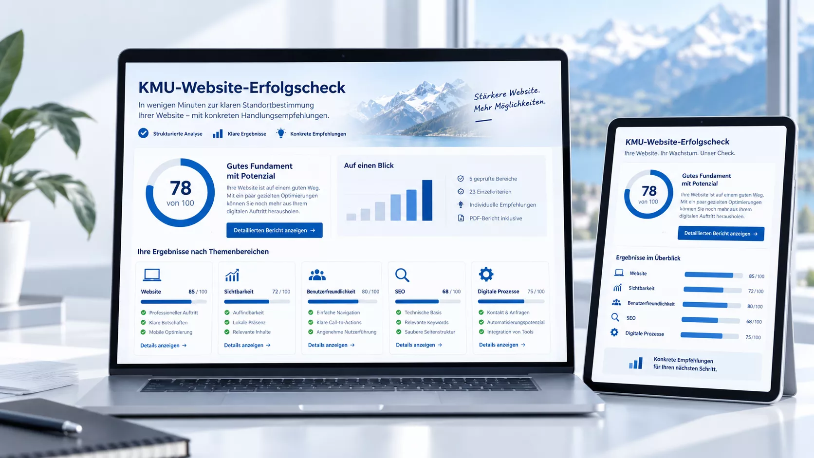 KMU-Website-Erfolgscheck zur Bewertung von Website, Sichtbarkeit und digitalen Grundlagen